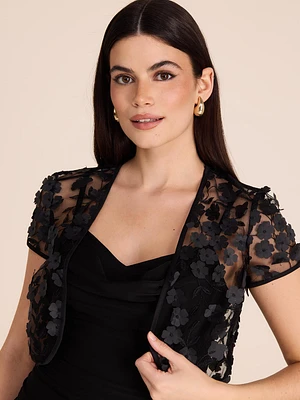 Lace Bolero With Flower Appliqués