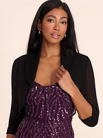 3/4 Sleeve Chiffon Bolero With Shirring