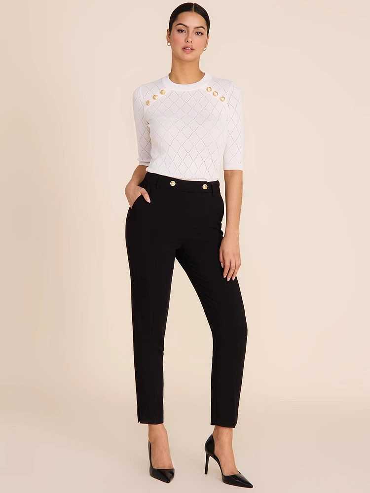 Mid-Rise Slim Leg Black Pant