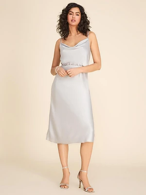 Cowl Neck Satin Midi Dress