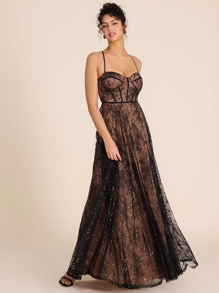 Bustier Lace & Sequin Gown