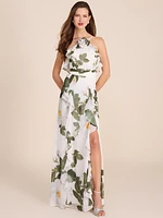 Halter Neck Floral Gown