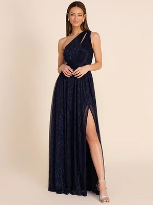 Robe asymétrique métallisée