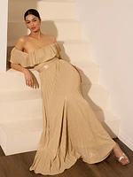 Robe plissÃ©e Ã  Ã©paules dÃ©nudÃ©es
