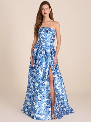 Floral Strapless Ball Gown | Le Chateau