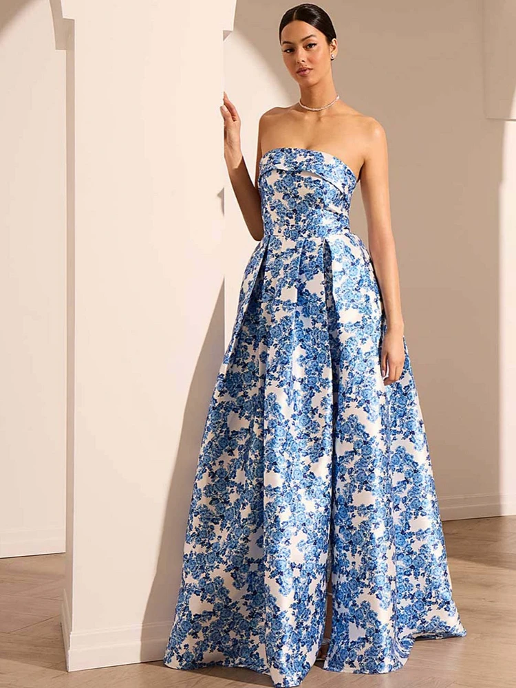 Floral Strapless Ball Gown