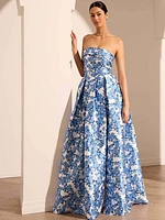 Floral Strapless Ball Gown