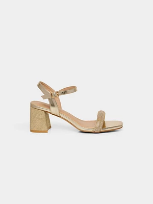 Talon carrÃ© avec bout et strass