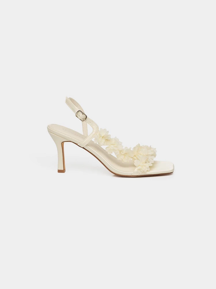 Square Toe Strappy Satin Heel