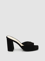 Square Toe High Block Heel Slide