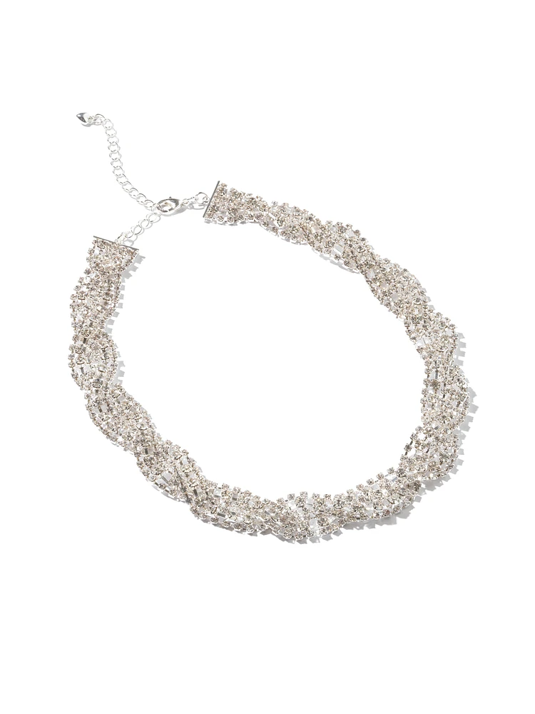 Collier en strass tressé