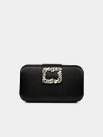 Satin Minaudiere With Rhinestone Buckle