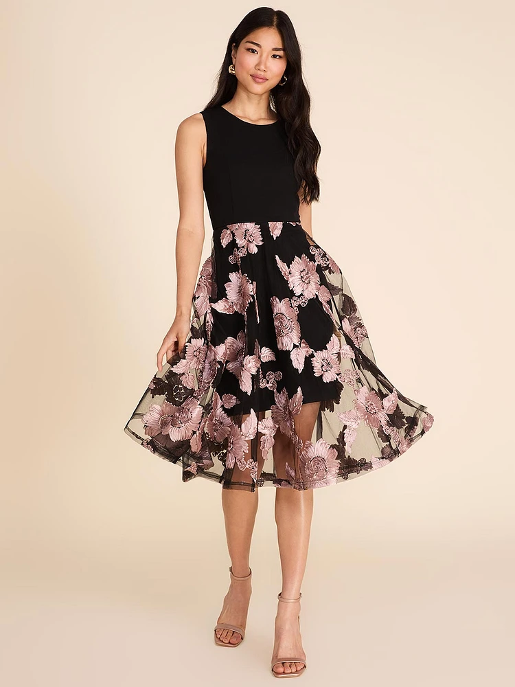 Floral Sleeveless Fit & Flare Midi Dress