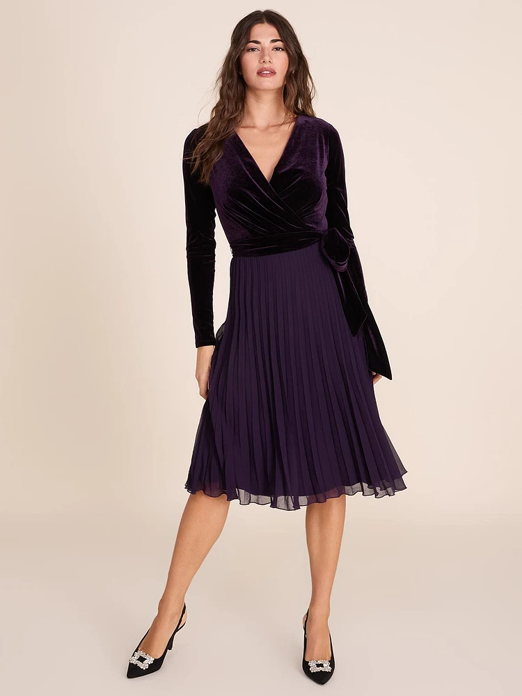 Velvet Chiffon Midi Dress - Fit & Flare | Le Chateau