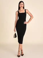 Scoop Neck Fitted Midi Dress