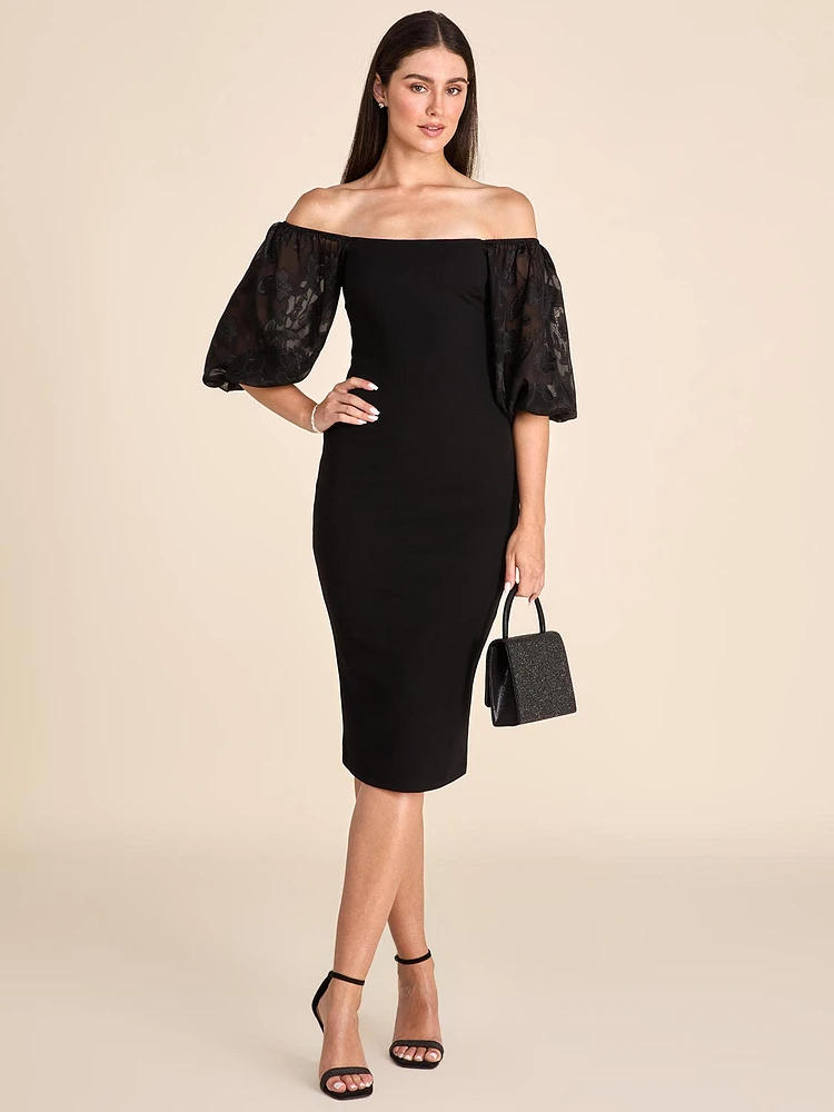 Off-The-Shoulder Midi Sheath Dress | Le Chateau