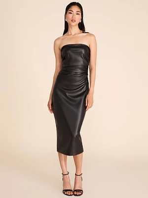 Strapless Faux Leather Midi Dress | Le Chateau