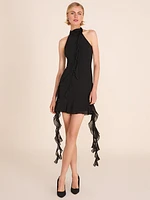 Halter Neck Chiffon Mini Dress - Cascading Ruffles | Le Chateau