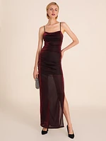 Cowl Neck Wedding Guest Gown - Metallic | Le Chateau