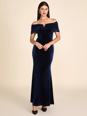 Off-The-Shoulder Velvet Gown