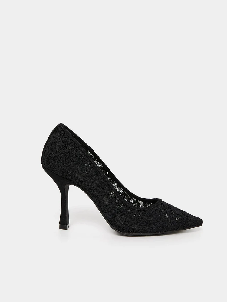 Lace High Heel Pump - | Le Chateau