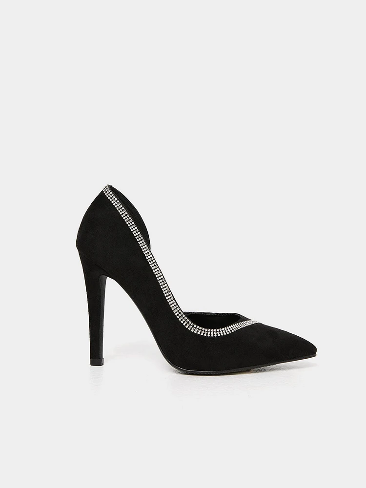 Pointed Toe High Heel Pump, Faux Suede | Le Chateau