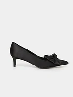 Pointed Toe Kitten Heel - Bow Detail, Satin | Le Chateau