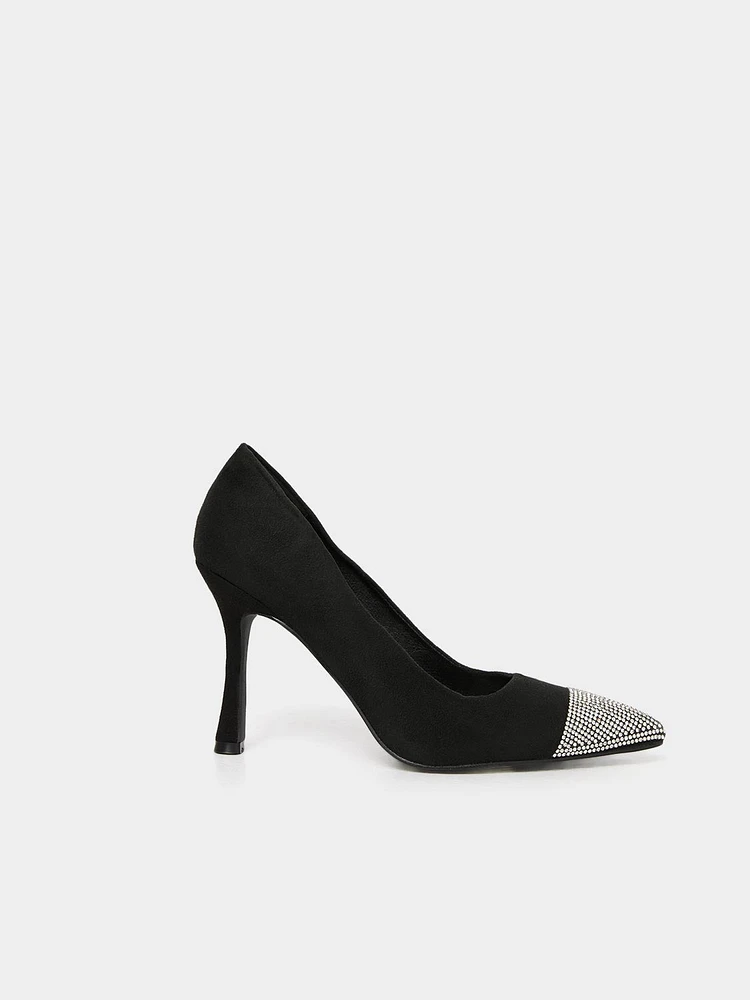 Faux Suede & Jewelled High Heel Pumps | Le Chateau