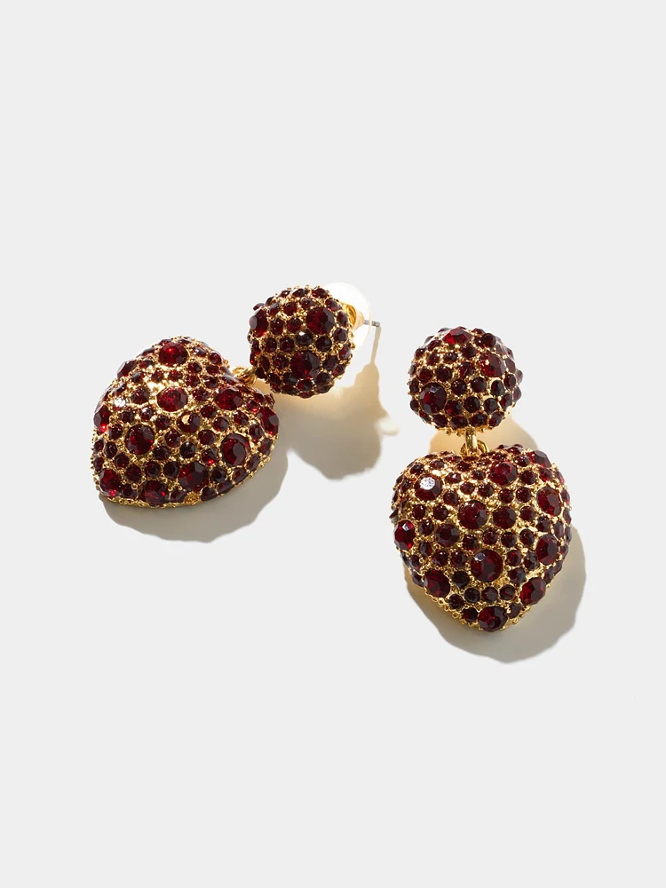 Red & Gold Heart Earring - Pavé | Le Chateau