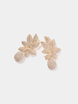 Statement Pavé Earring - Leaf & Tear Drop | Le Chateau