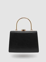 Pleated Faux-Leather Minaudere With Top Handle