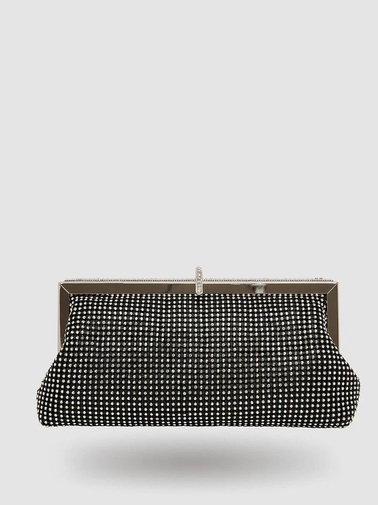 Pochette en strass avec anse en chaîne