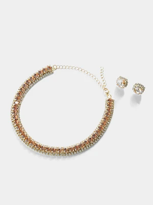 Jewelled Choker & Gem Earring Set | Le Chateau