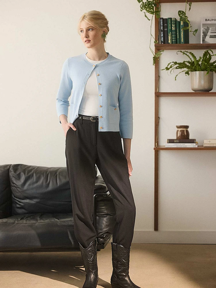 Mid-Rise Straight Leg Pants