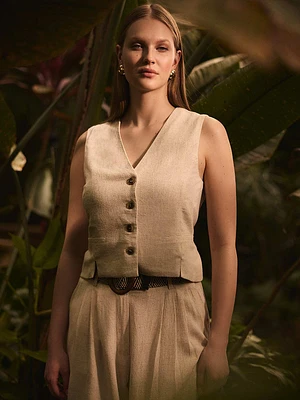 Button-Up Linen Vest
