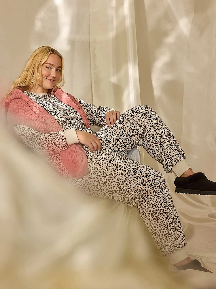 Animal Print Velour Pajama Set