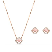 Conjunto Swarovski Sparkling Dance Clover, rosa, baño tono oro rosa