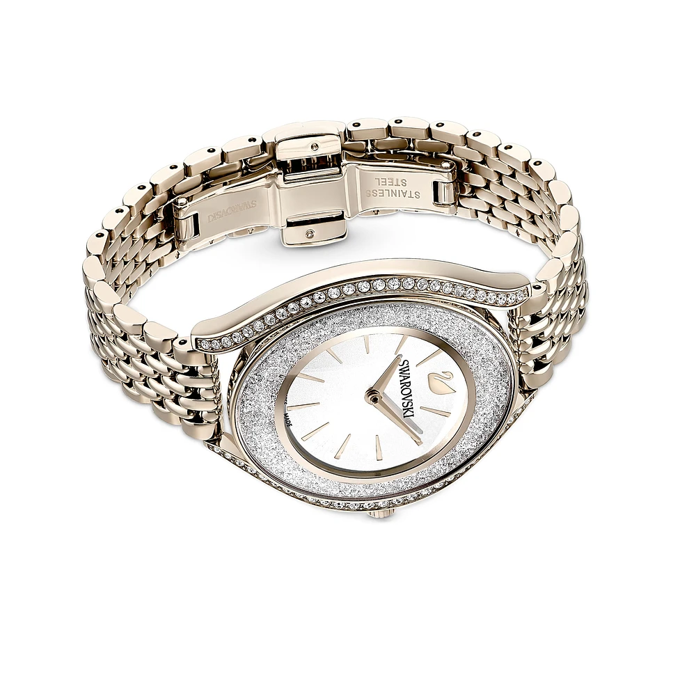 Reloj Crystalline Aura, brazalete de metal, tono dorado, PVD tono oro champán