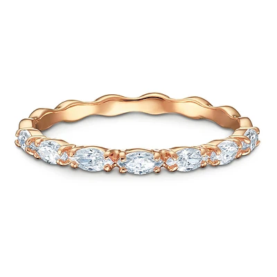 Anillo Vittore Marquise, blanco, Baño en tono Oro Rosa