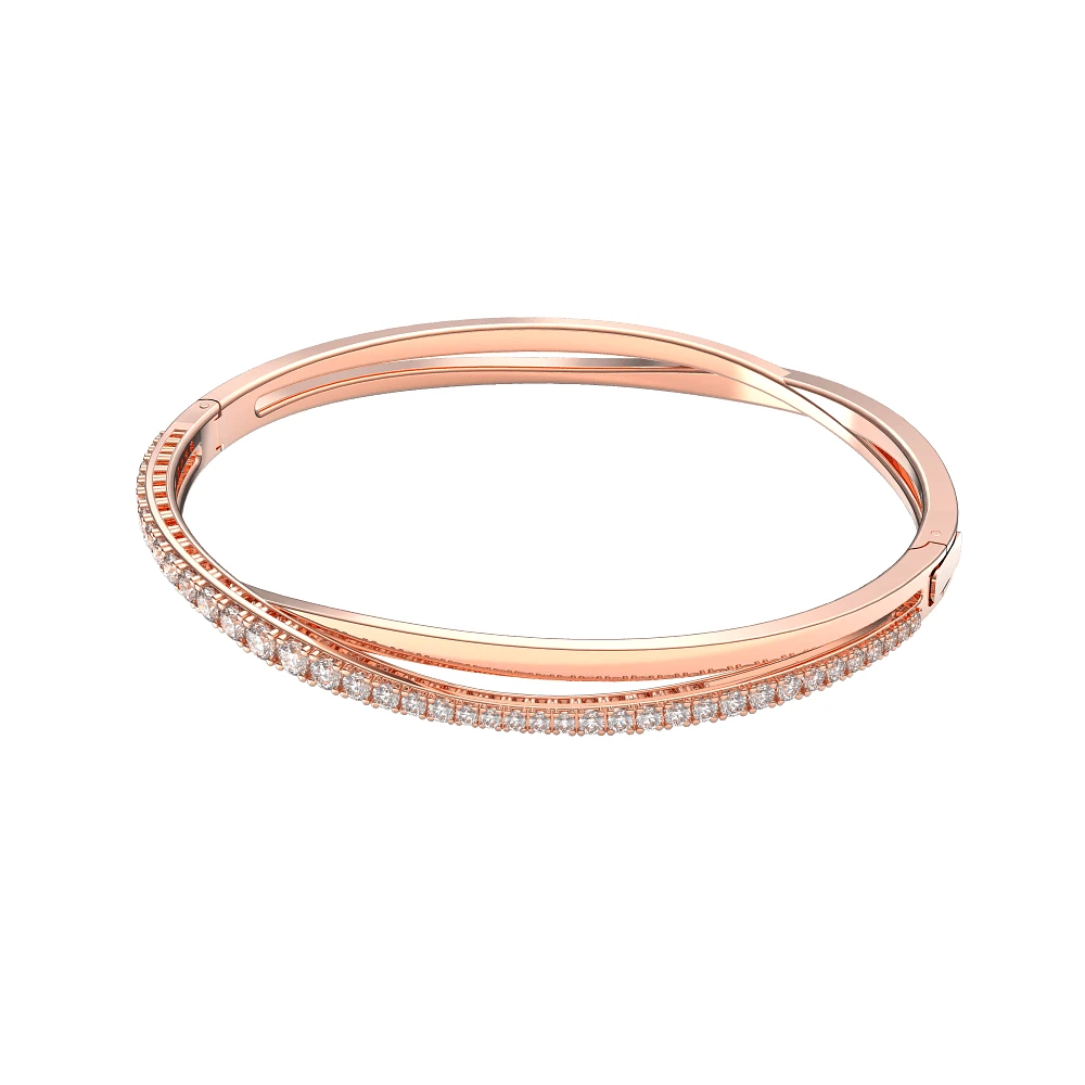 Pulsera Twist, Blanco, Baño tono oro rosa