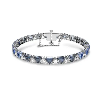 Pulsera Millenia, Circonita de Swarovski triangular, Azul, Baño de rodio