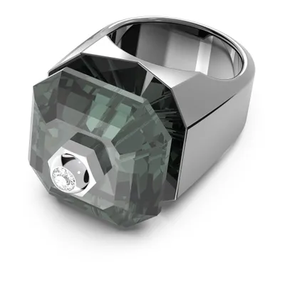 Anillo de cóctel Ortyx, Talla triangular, Negro, Baño rodio