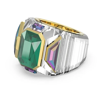 Anillo de cóctel Chroma, Verde, Baño tono oro