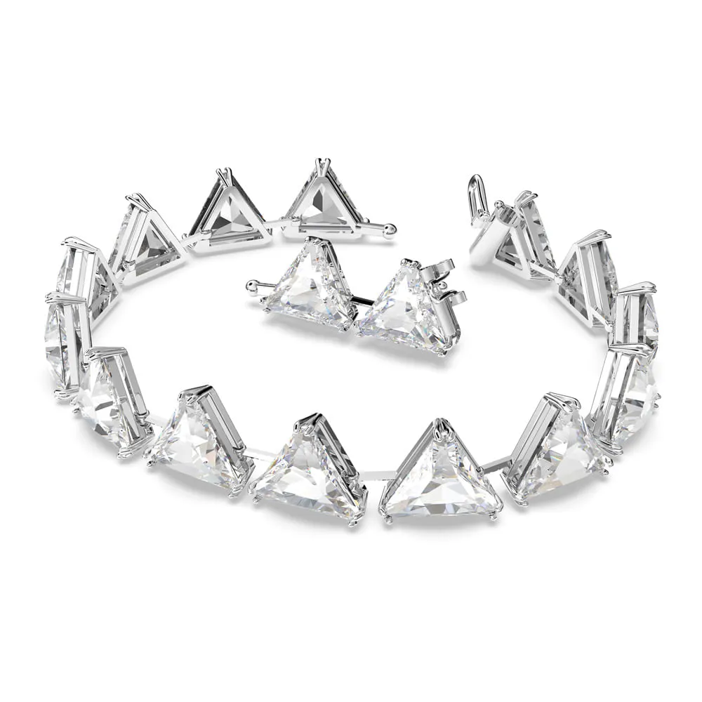 Pulsera Millenia, Cristales en talla en forma de punta triangular, Blanco, Baño de rodio