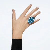 Anillo de cóctel Lucent, Cristal gran tamaño, Azul