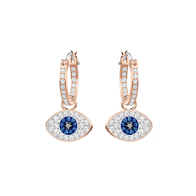 Aretes de aro Duo Evil Eye, multicolor, baño de oro rosa