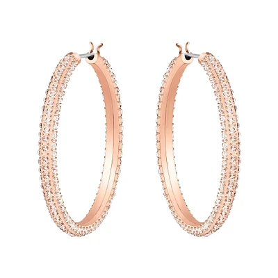 Aretes de aro Stone, rosa, baño de oro rosa