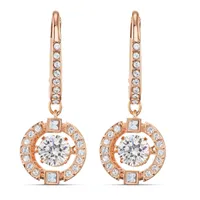 Aretes Swarovski Sparkling Dance, blanco, baño tono oro rosa