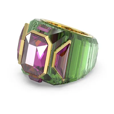 Anillo de cóctel Chroma, Verde, Baño tono oro