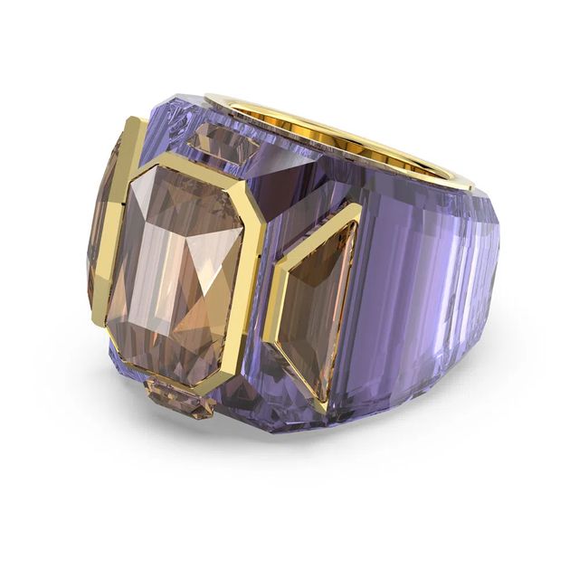 Anillo de cóctel Chroma, Morado, Baño tono oro